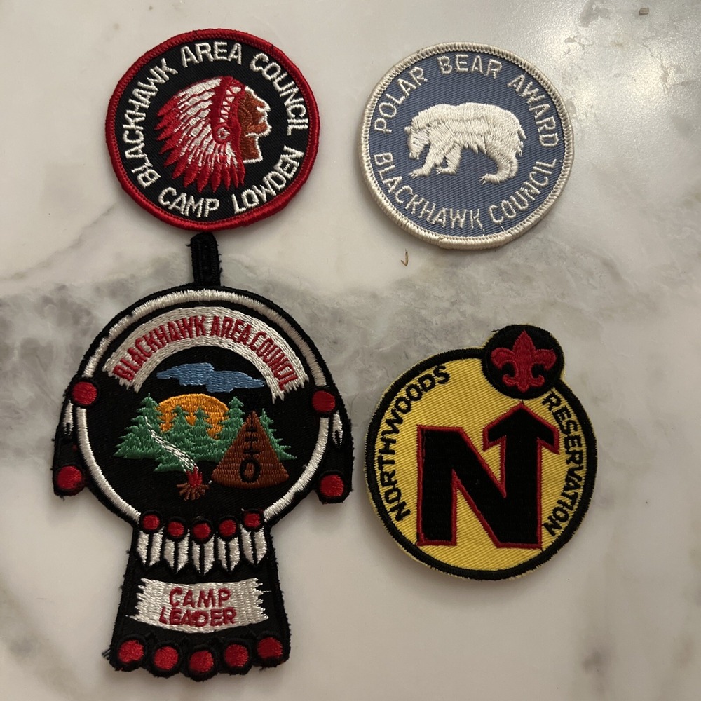 4 Vintage Boy Scout BSA Jamboree Illinois  Blackhawk‎ 1960's Patches Badges